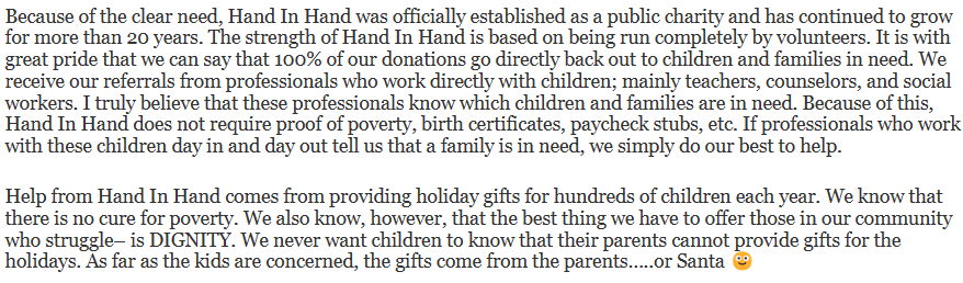 Image of the first example of a paragraph on the original Hand In Hand site