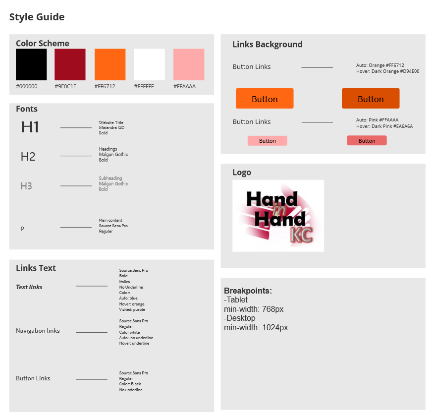Image of Hand In Hand style guide